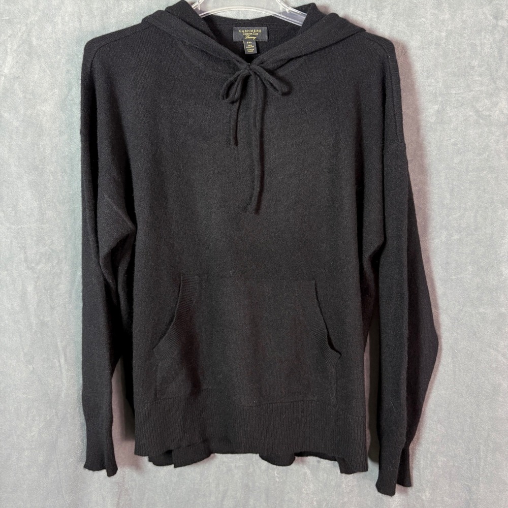 Charter Club Luxury 100% Cashmere Hoodie Sweater Black PXL Women Petite XL